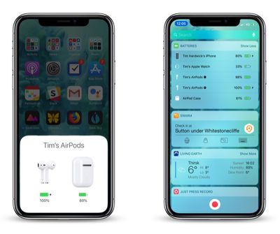 how to check AirPods battery life on iPhone