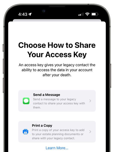 legacy contact share access key