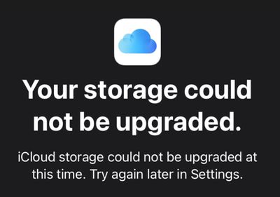 icloud storage not upgraded