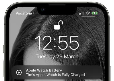 apple watch charged notification